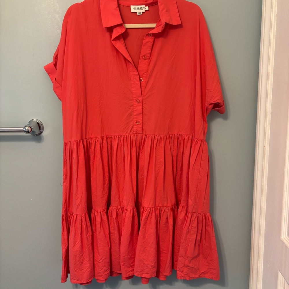 LILI SIDONIO MOLLY#BRACKEN red/orange shift dress. [size medium]